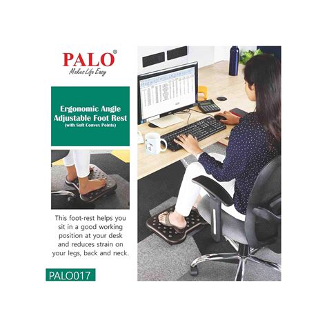 Palo Ergonomic Angle Adjustable Footrest With Soft Convex Points