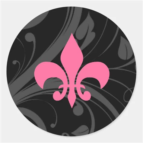 Hot Pink And Black Fleur De Lis Stickers Zazzle