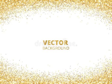 Sparkling Glitter Border Frame Falling Golden Dust Isolated On White