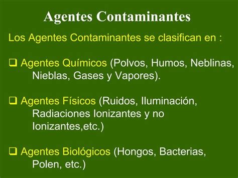 Agentes Contaminantes Del Aire PPT