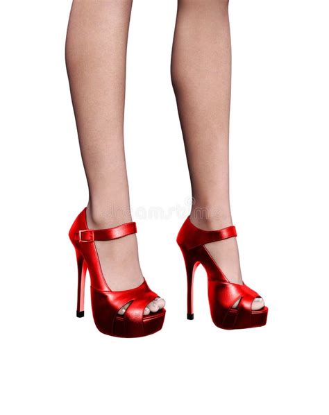 Female High Heels Red Shoes Stiletto 3d Illustration Glamour Stock Illustration