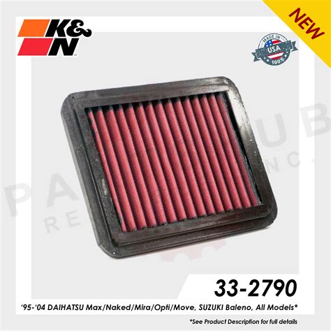 K N AIR FILTER 33 2790 95 04 DAIHATSU Max Naked Mira Opti Move