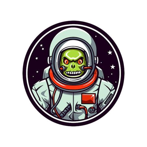 Zombie Astronauten Handgezeichnete Logo Design Illustration Premium