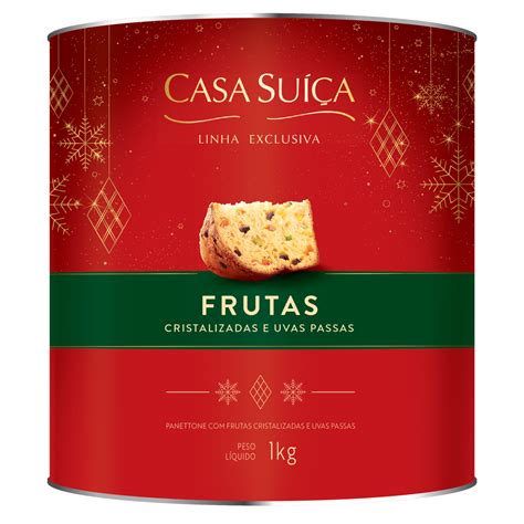 Panettone Frutas Cristalizadas e Uvas Passas Casa Suíça Exclusiva