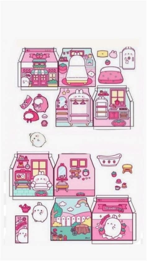 Molang 3 Idea Houses Casitas Para Armar Casa De Muñecas De Papel Dibujo De Rosa Fácil