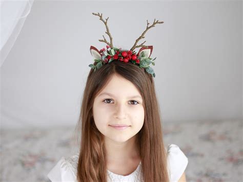 Deer Antler Hairband Reindeer Flower Crown Fawn Headband Etsy