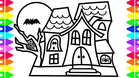 Haunted House Drawing For Kids : Items similar to Halloween Folk Witch Art Print Haunted ...