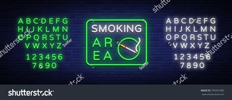 Smoking Area Vector Neon Sign Neon Stock Vector Royalty Free