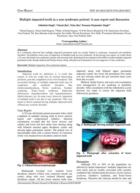 PDF Multiple Impacted Teeth In A Non Syndromic Patient A Case Report