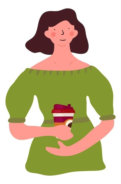 Premium Vector Woman With Takeaway Coffee Cup Hot Morning Drink Isolated On White Background
