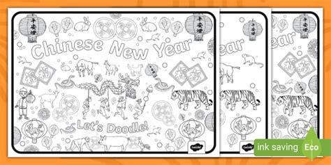 Chinese New Year Themed Doodle Colouring Pages Twinkl