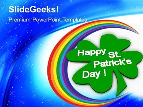 Shamrock With Greeting Happy St Patrick Day Powerpoint Templates Ppt