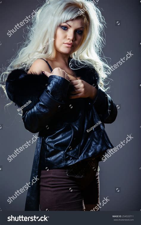 Portrait Sexy Blonde Dark Background Stock Photo 254533711 Shutterstock