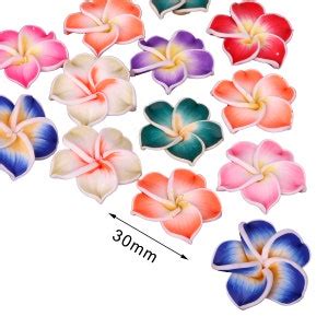 Pcs Colorful Plumeria Flower Polymer Clay Beads Mixed Color Mm