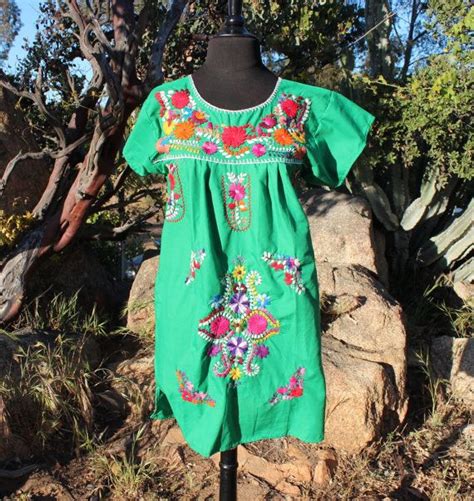 Mexican Peasant Dress Blouse Flowers Embroidered By Hand Etsy