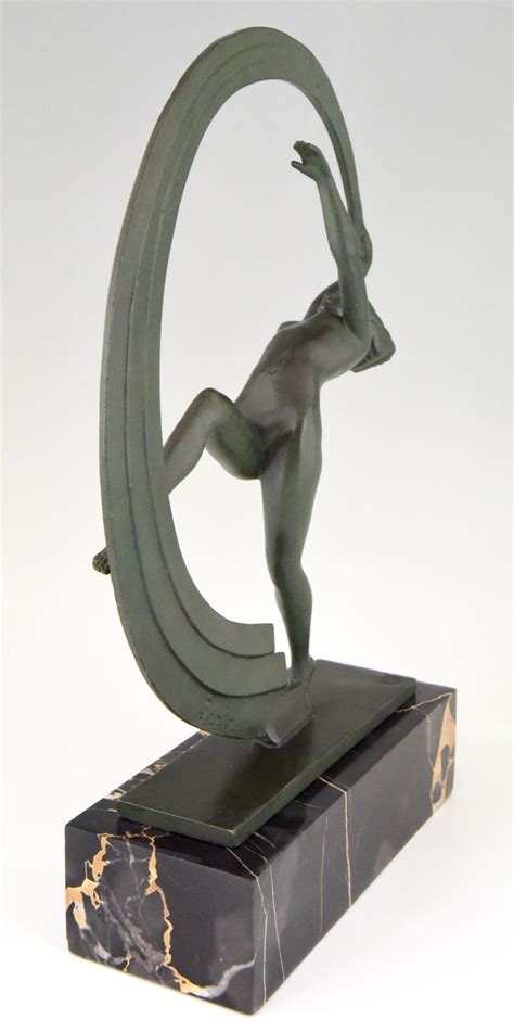 Art Deco Sculpture Of A Nude Scarf Dancer Bacchanale Deconamic