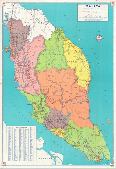 Road Map Federation of Malaya Singapore - Curtis Wright Maps