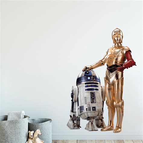 Naklejka na ścianę Star Wars Gwiezdne Wojny C3PO R2D2 90 cm na 60 cm