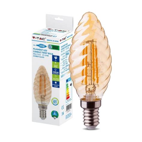 VTAC LAMPADINA LED CANDELA TORTIGLIONE 4W E14 2200K FILAMENTO AMBRA