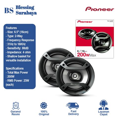 Jual Pioneer TS 1620F 2 Way Coaxial 6 5 Inch Speaker Pintu Mobil