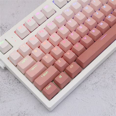 109 Pcs Pink Gradient Translucent Keycap Set Top Side Print Etsy