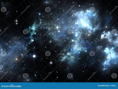 Blue nebula and stars. stock illustration. Illustration of dark - 69091625