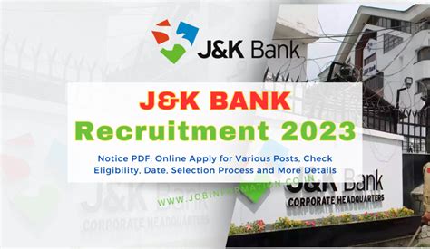 J And K Bank Recruitment Notice Pdf Online Apply For Various