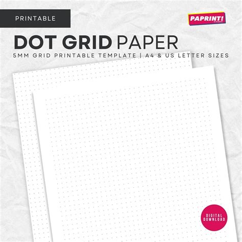 printable dot grid paper   letter print  home dot paper  mm