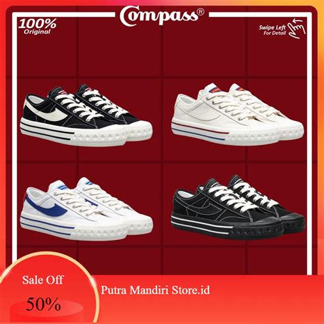 Jual Sepatu Compass Retrograde Low Black White Cream White Blue Double Black Shopee