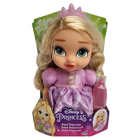 Disney Princess Baby Rapunzel Doll Bottle Tiara Pink Blonde Jakks