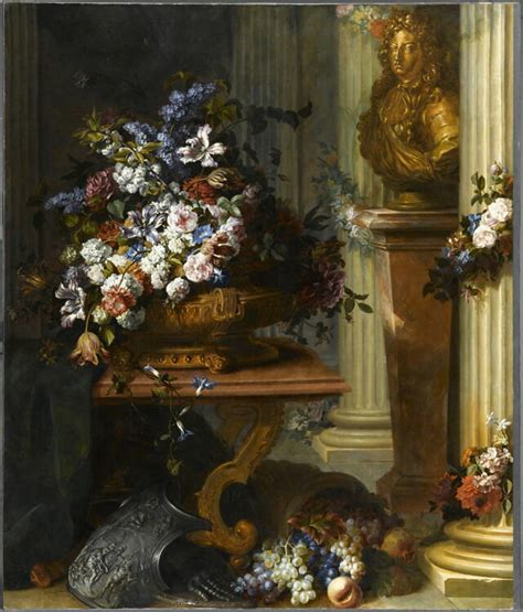 Fleurs Dans Un Vase D Or Buste De Louis Xiv Corne D Abondance Et