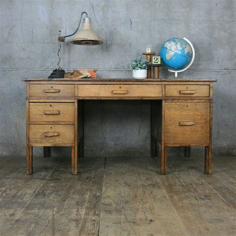 Large Vintage Oak School Teachers Desk – Mustard Vintage