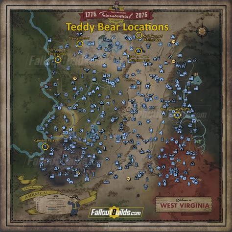 Fallout 76 Teddy Bear Locations Map