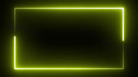 Square Flowing Yellow Neon Light Frame On Black Background 12960981