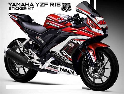 Decal Sticker Kit Shark Red For Yamaha Yzf R