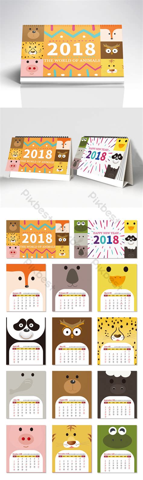 Animal World Opening Cute Desk Calendar Template Design | PSD Free Download - Pikbest