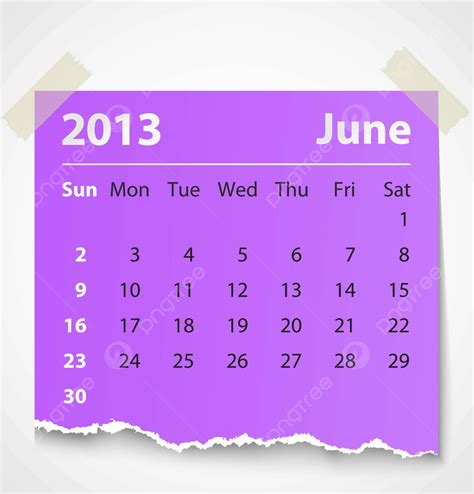 2013 Calendar June Colorful Torn Paper Starts Graphic Calender Vector