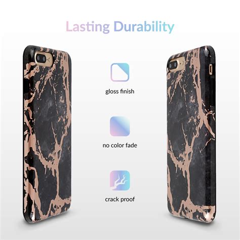 Black Marble Rose Gold Chrome Iphone Case