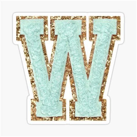 Preppy Mint Varsity Letter W Sticker