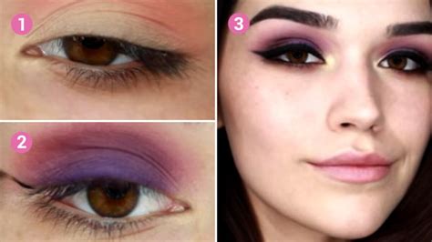 Réalisez un magnifique maquillage des yeux violet et doré