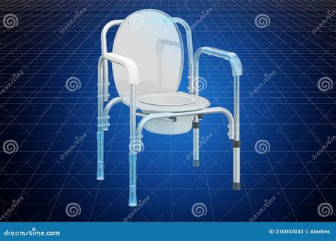 Visualization 3d Cad Model Of Handicap Portable Toilet Chair Blueprint