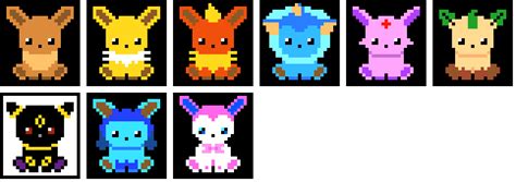 Eevee Evolutions Pixel Art Grid