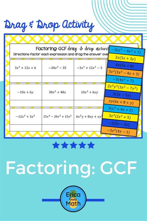 Factoring Out The GCF Digital Activity Drag Drop Digital Activities