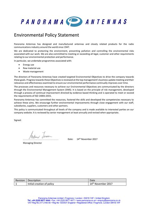 Panorama Antennas Ltd Panorama Antennas Environmental Policy