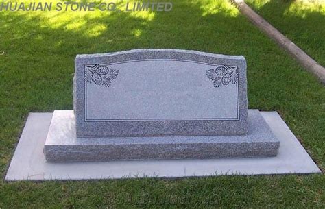 Slant Grave Markers Grey Granite Monument Tombstone From China