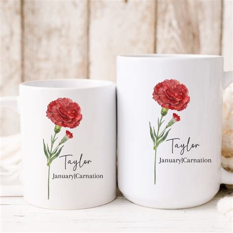 Birth Flower Mug Birth Month Flower Customizeable Mug Floral Coffee Cup