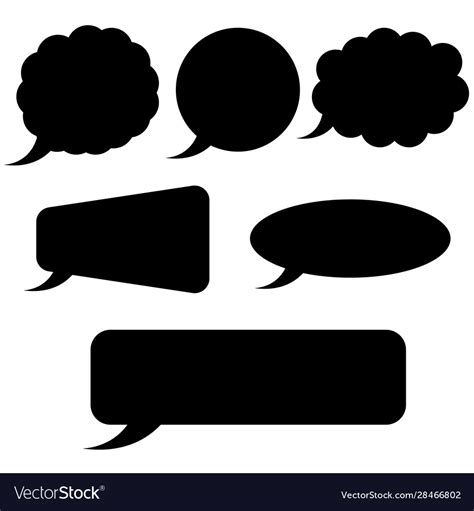 Speech Bubbles Plain Black Silhouette Signs Vector Image