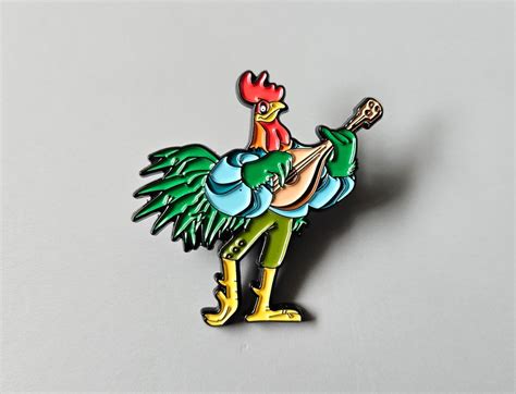 10 Pack Of Cartoon Rooster Playing Mandolin Chicken Lute Metal Enamel