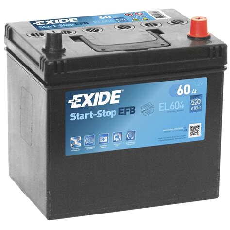 Exide 005L EFB Car Battery 60Ah EL604 - Exide Car Batteries