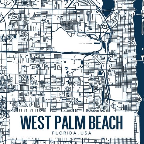 West Palm Beach Florida Map Printable Printable Map for - Etsy